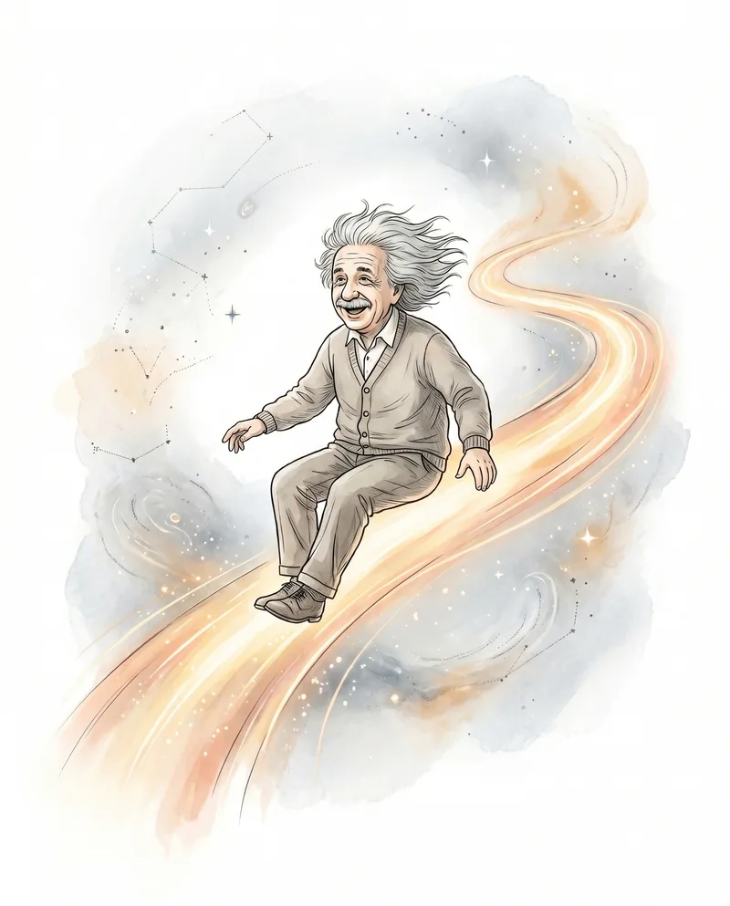Surreal illustration of Albert Einstein