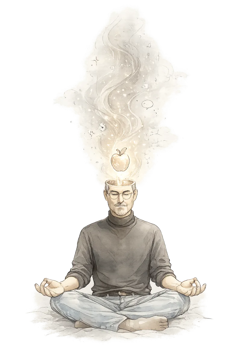 Surreal illustration of Steve Jobs