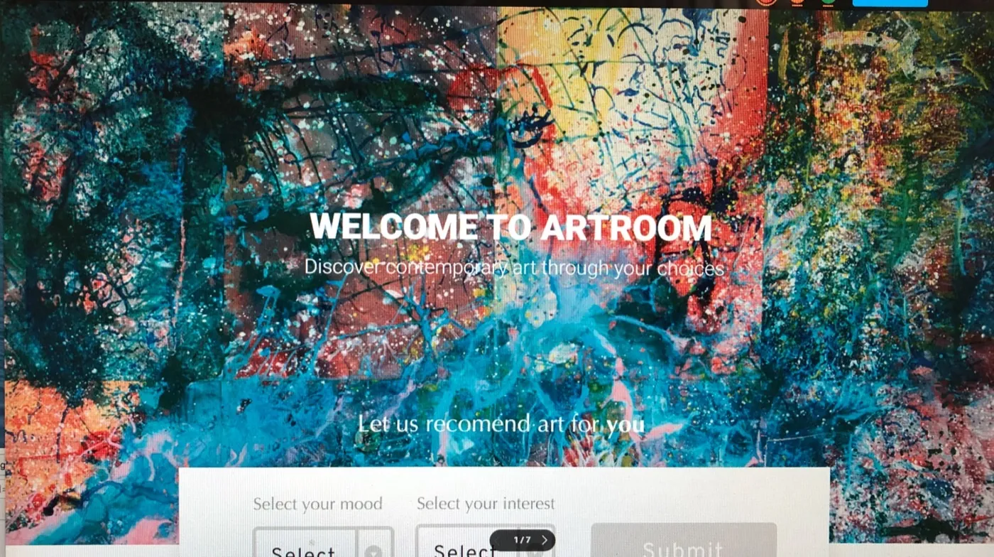 Artroom, Ginny Wan's Art and Tech project, recommending contemporary art through your choices