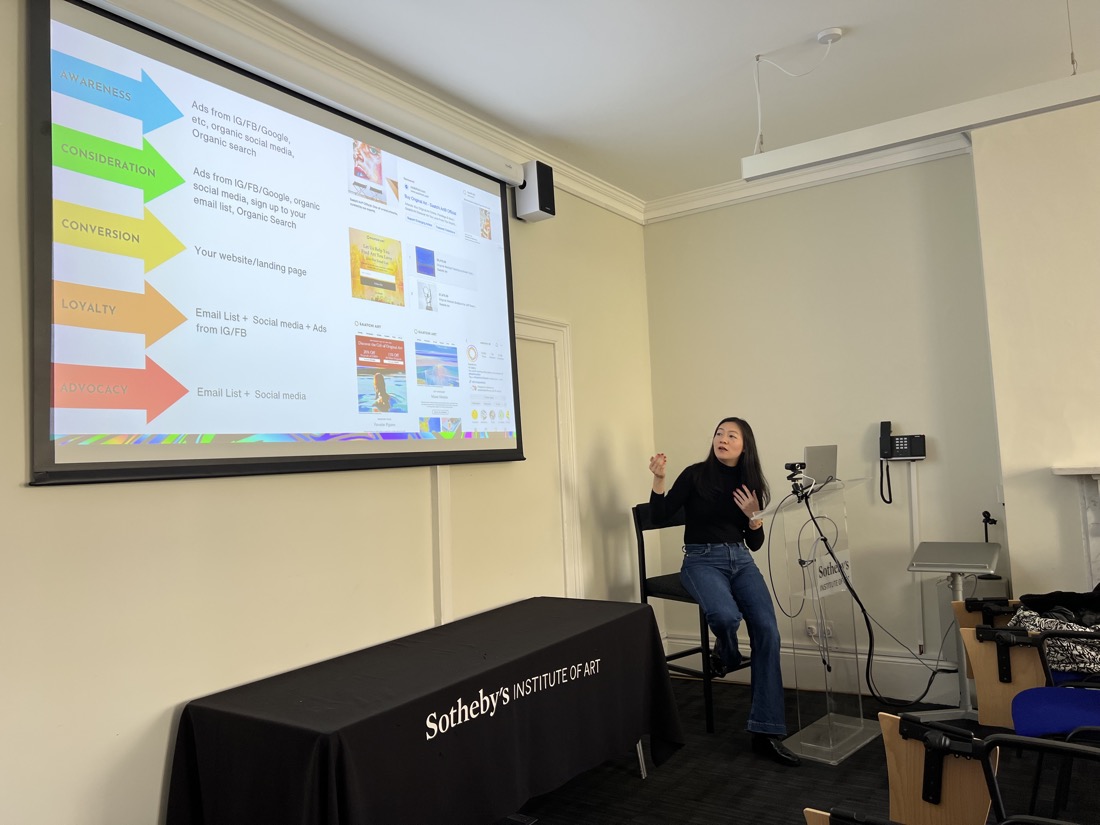 Ginny Wan lecturing at Sotheby's Institute of Art